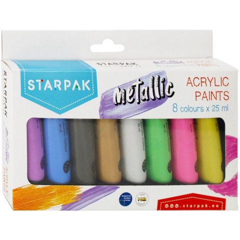 Farba akrylowa Starpak 8kolx 25ml, metalik kolor: mix 25ml (484980) Farba akrylowa Starpak 8kolx 25ml, metalik kolor: mix 25ml (484980)