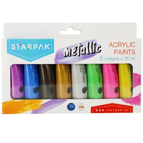 Farba akrylowa Starpak 8kolx 25ml, metalik kolor: mix 25ml (484980) Farba akrylowa Starpak 8kolx 25ml, metalik kolor: mix 25ml (484980)