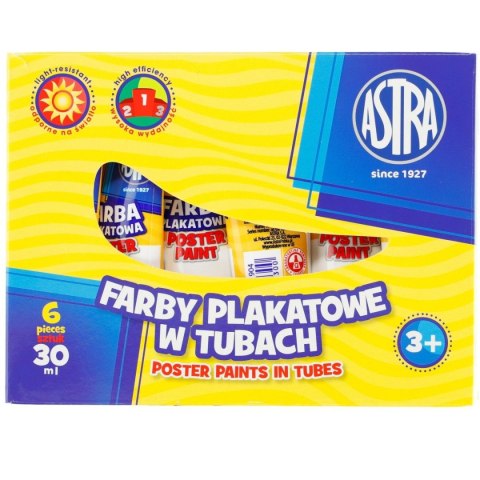 Farby plakatowe Astra w tubie kolor: biały 30ml 1 kolor. (83110904) Farby plakatowe Astra w tubie kolor: biały 30ml 1 kolor. (83110904)
