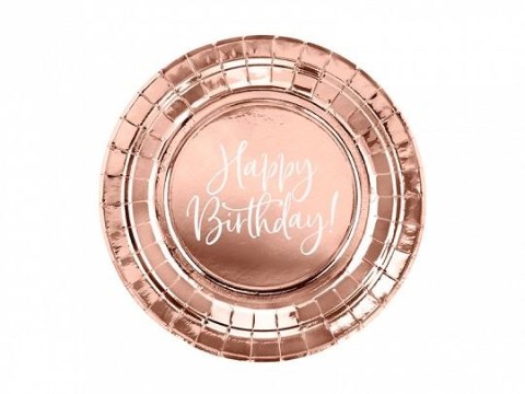 Talerz jednorazowy Partydeco Happy Birthday!, różowe złoto papier śr. 180mm 6 szt (TPP75-019R) Talerz jednorazowy Partydeco Happy Birthday!, różowe złoto papier śr. 180mm 6 szt (TPP75-019R)