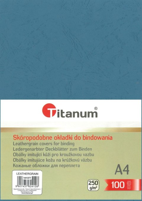 Karton do bindowania Titanum skóropodobny A4 niebieski 250g