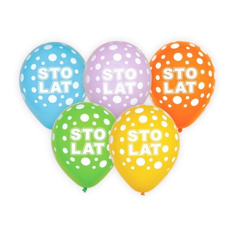 Balon gumowy Godan Sto lat/mix kolor, 5 szt. mix 300mm 12cal (GZ-STL5) Balon gumowy Godan Sto lat/mix kolor, 5 szt. mix 300mm 12cal (GZ-STL5)
