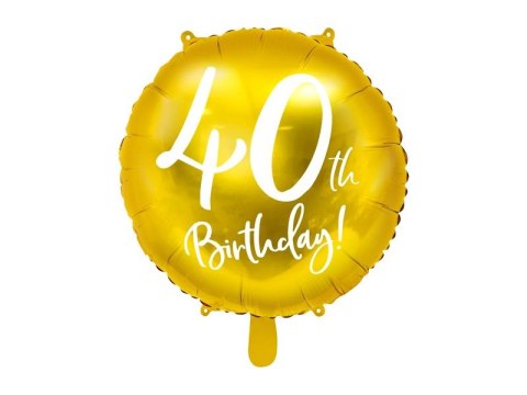 Balon foliowy 40 urodziny, złoty 45 cm 18cal Partydeco (FB24M-40-019) Balon foliowy 40 urodziny, złoty 45 cm 18cal Partydeco (FB24M-40-019)