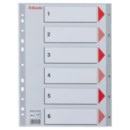 Przekładka numeryczna Esselte A4 szara 6k 1-6 (100104)