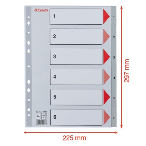 Przekładka numeryczna Esselte A4 szara 6k 1-6 (100104) Przekładka numeryczna Esselte A4 szara 6k 1-6 (100104)
