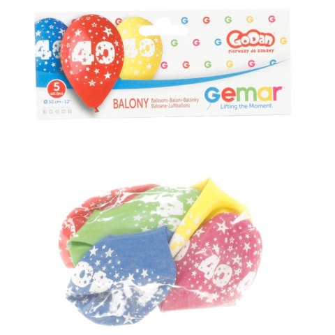 Balon gumowy Godan Z NADRUKIEM 5 szt mix 12cal (GS110/40)