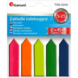 Zakładka indeksująca PP 12x45mm 5 kolorów fluo STRZAŁKI