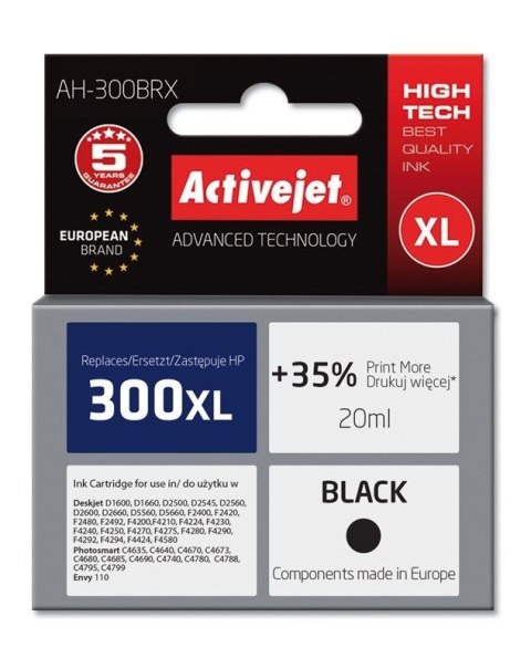 Tusz (cartridge) alternatywny Activejet HP 300XL CC641 czarny 20ml (EXPACJAHP0117) Tusz (cartridge) alternatywny Activejet HP 300XL CC641 czarny 20ml (EXPACJAHP0117)