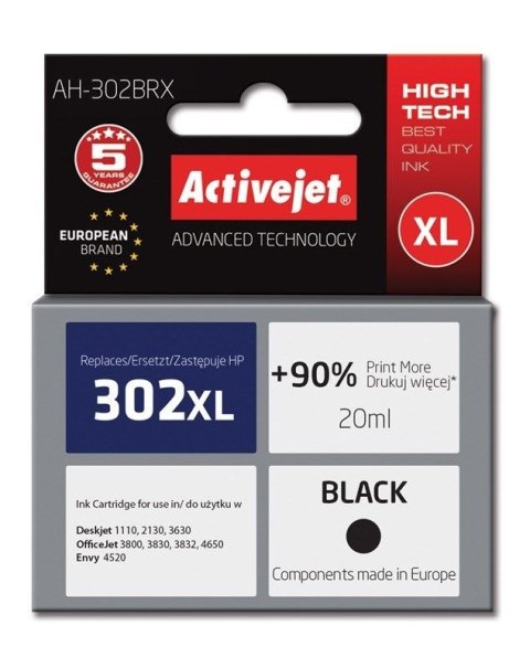 Tusz (cartridge) alternatywny Activejet HP 302XL F6U68AE czarny 20ml (EXPACJAHP0234) Tusz (cartridge) alternatywny Activejet HP 302XL F6U68AE czarny 20ml (EXPACJAHP0234)