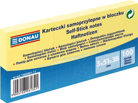 Notes samoprzylepny (karteczki) Donau żółty 100k [mm:] 38x51 (7585001-11)