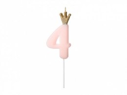 Świeczka urodzinowa Cyferka 4, jasny różowy, 9.5cm Partydeco (SCU6-4-081J)