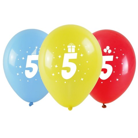 Balon gumowy Arpex z nadrukiem cyferki - 5 (3 szt.) mix 280mm (KB1948-5-9944) Balon gumowy Arpex z nadrukiem cyferki - 5 (3 szt.) mix 280mm (KB1948-5-9944)