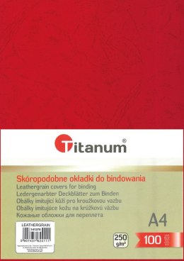 Karton do bindowania Titanum skóropodobny A4 czerwony 250g